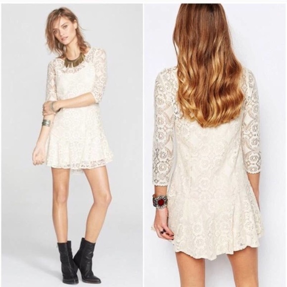 Free People Dresses & Skirts - Free People Cream Walking to the Sun Lace Dress 10